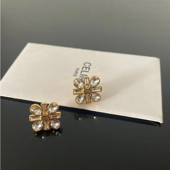 Celine Gold Earrings with Silver Accents